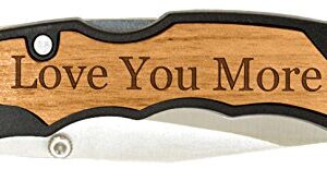 Personalized Gifts Boyfriend or Husband Gift Love You More Laser Engraved Stainless Steel Folding Pocket Knife