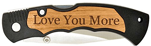 Personalized Gifts Boyfriend or Husband Gift Love You More Laser Engraved Stainless Steel Folding Pocket Knife