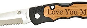 Personalized Gifts Boyfriend or Husband Gift Love You More Laser Engraved Stainless Steel Folding Pocket Knife