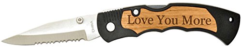 Personalized Gifts Boyfriend or Husband Gift Love You More Laser Engraved Stainless Steel Folding Pocket Knife