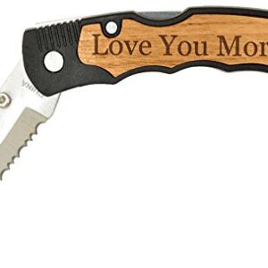 Personalized Gifts Boyfriend or Husband Gift Love You More Laser Engraved Stainless Steel Folding Pocket Knife