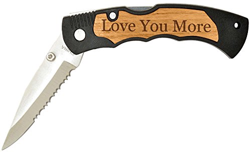 Personalized Gifts Boyfriend or Husband Gift Love You More Laser Engraved Stainless Steel Folding Pocket Knife