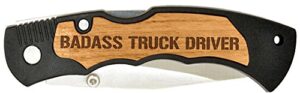 personalized gifts father's day gift for dad badass truck driver laser engraved stainless steel folding pocket knife
