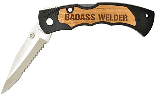 Personalized Gifts Father's Day Gift for Dad Welding Badass Welder Laser Engraved Stainless Steel Folding Pocket Knife