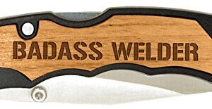 Personalized Gifts Father's Day Gift for Dad Welding Badass Welder Laser Engraved Stainless Steel Folding Pocket Knife