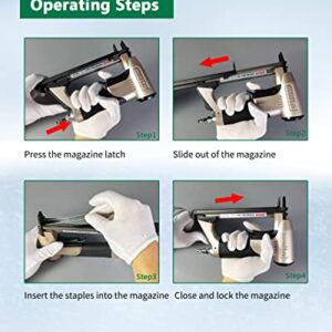 meite MT7116S Pneumatic Upholstery Stapler 22 Gauge 71 Series 3/8" Crown Industrial Fine Wire Stapler with Safety