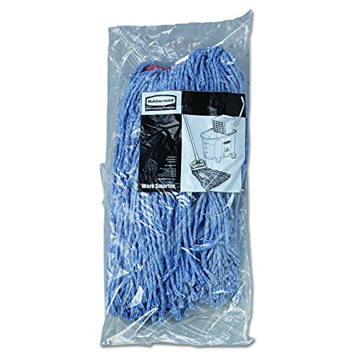 Rubbermaid Commercial F51612BLUCT Cotton/Synthetic Cut-End Blend Mop Head, 16oz, 1" Band, Blue (Case of 12)