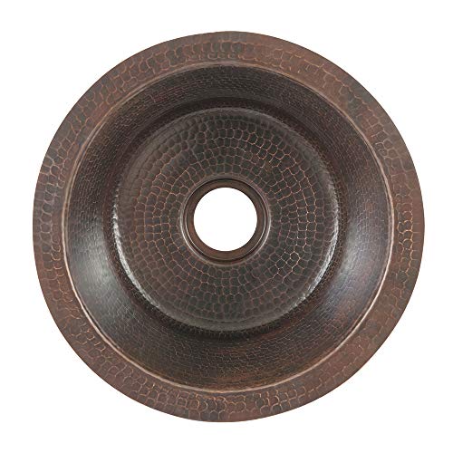 Premier Copper Products BR12DB2 12-inch Round Hammered Copper Bar Sink with 2-inch Drain Opening