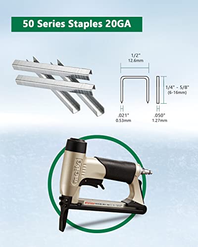 meite MT5016SLN Pneumatic Upholstery Stapler 20 Gauge 1/2-Inch Crown 1/4-Inch to 5/8-Inch Length Long Nose Stapler Fine Wire Stapler with Safety