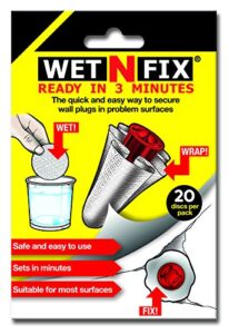 wetnfix (20 discs) - fixing wall anchors fast! ideal for loose wall fixtures such as curtain rails, toilet roll holders. ideal for drywall and masonry.