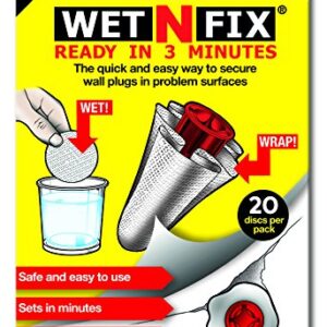 WETNFIX (20 Discs) - Fixing Wall Anchors Fast! Ideal for Loose Wall fixtures Such as Curtain Rails, Toilet roll Holders. Ideal for Drywall and Masonry.