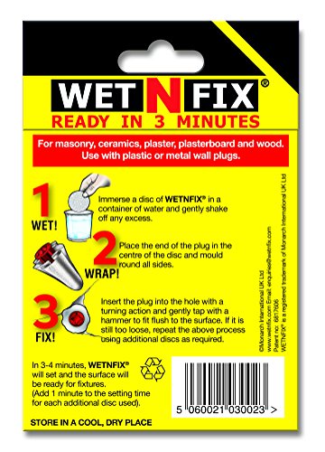 WETNFIX (20 Discs) - Fixing Wall Anchors Fast! Ideal for Loose Wall fixtures Such as Curtain Rails, Toilet roll Holders. Ideal for Drywall and Masonry.