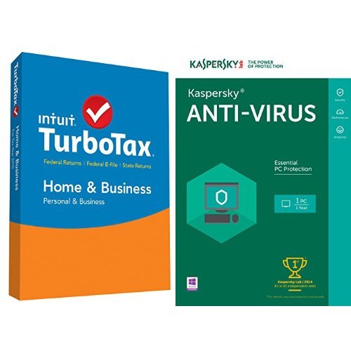 TurboTax Home & Business 2015 Federal + State Taxes + Fed Efile Tax Preparation Software - PC/Mac Disc with Kaspersky Anti-Virus 2016 | 1 PC | 1 Year | Download