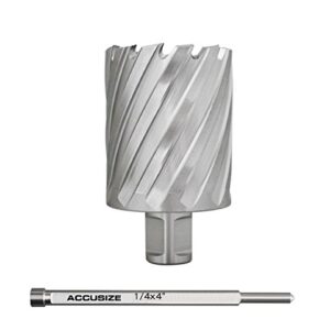 Accusize Industrial Tools 1-3/8'' Diameter by 2'' Depth Hss Annular Cutter Plus 1 Pilot Pin, 3/4'' Weldon Shank, 2081-2027pin