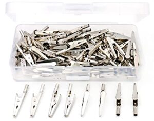 iexcell 100 pcs 2 inches / 51 mm steel alligator clips crocodile clamps, silver tone nickel plated, come in a plastic case