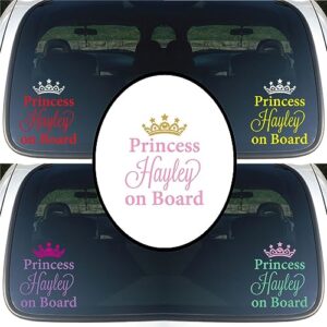personalized name "princess on board" sign vinyl decal sticker for cars/trucks