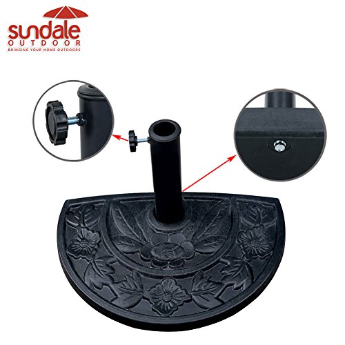 Sundale Outdoor Half Round Resin Umbrella Base for Half Patio Umbrella, Black