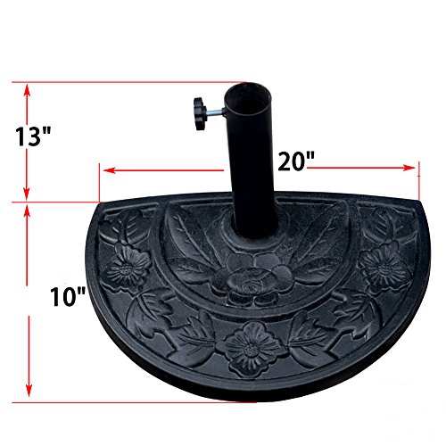 Sundale Outdoor Half Round Resin Umbrella Base for Half Patio Umbrella, Black