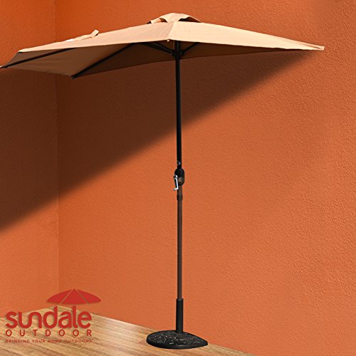 Sundale Outdoor Half Round Resin Umbrella Base for Half Patio Umbrella, Black