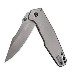 kershaw ferrite pocket knife, 3.3" 8cr13mov steel clip point blade, one-handed spring assisted opening edc,silver