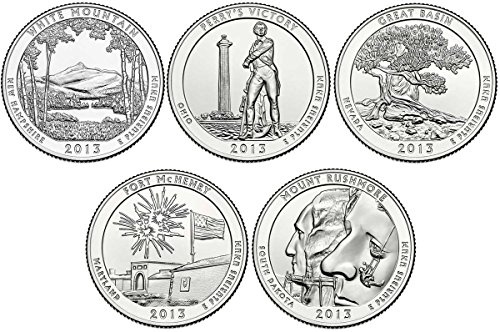 2013 S BU National Parks Quarters - 5 coin Set Uncirculated