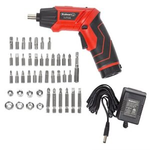 Stalwart 45-Piece Pivoting Screwdriver Set – Cordless Power Tool with Rechargeable 3.6V Battery, 2 LED Flashlights, Bits, Sockets, and Carrying Case