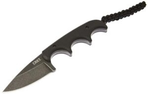 columbia river knife & tool compact fixed blade knife: minimalist black drop point neck knife, folts utility knife with stonewashed blade, g10 handle and nylon sheath 2384k