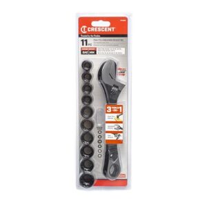 Crescent 11 Pc. Pass-Thru™ X6™ Black Oxide Adjustable Wrench and Spline Socket Set - CPTAW8