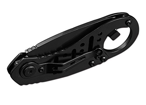 Promithi Utility Pocket EDC Folding Knife with Bottle Opener & Clip, Key chain, Multipurpose for Camping, Hiking, Outdoor Activities, Black