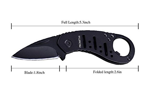 Promithi Utility Pocket EDC Folding Knife with Bottle Opener & Clip, Key chain, Multipurpose for Camping, Hiking, Outdoor Activities, Black