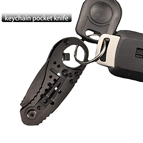 Promithi Utility Pocket EDC Folding Knife with Bottle Opener & Clip, Key chain, Multipurpose for Camping, Hiking, Outdoor Activities, Black