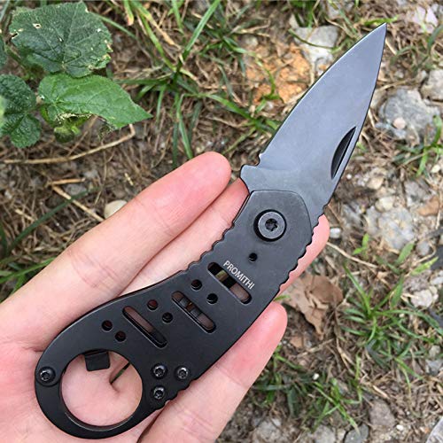 Promithi Utility Pocket EDC Folding Knife with Bottle Opener & Clip, Key chain, Multipurpose for Camping, Hiking, Outdoor Activities, Black