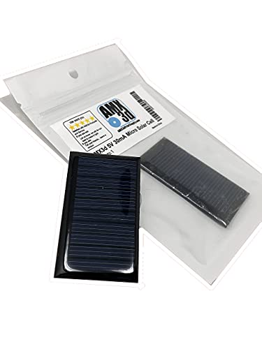 AMX3d AMX Solar 5V 30mA 53X30mm Micro Mini Power Solar Cells for Solar Panels- DIY Projects - Toys - Classrooms - Labs - Solar Charge 3.6v