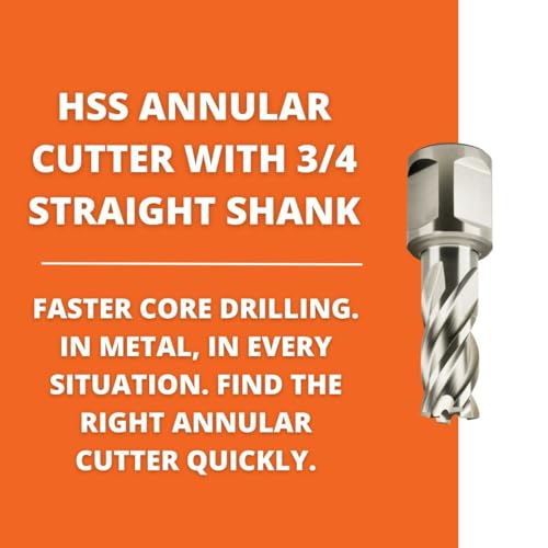 Jancy Slugger by Fein - HSS Nova Annular Cutter with Centering Pin - 3/4" Straight Shank, 1" Depth, 1/2" Diameter - 63134127041