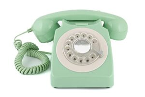 gpo 746 rotary 1970s-style retro landline phone - curly cord, authentic bell ring