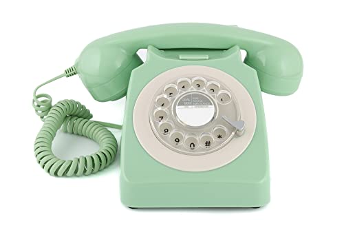 GPO 746 Rotary 1970s-style Retro Landline Phone - Curly Cord, Authentic Bell Ring