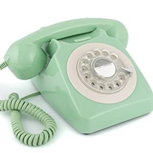 GPO 746 Rotary 1970s-style Retro Landline Phone - Curly Cord, Authentic Bell Ring