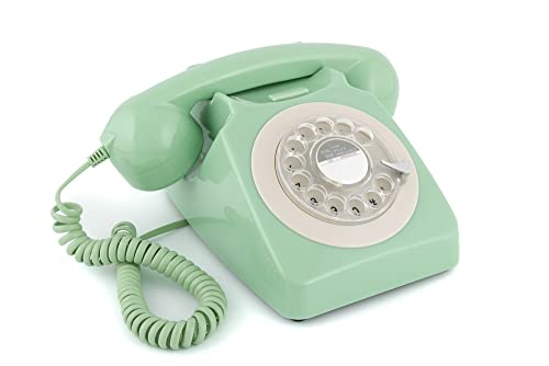 GPO 746 Rotary 1970s-style Retro Landline Phone - Curly Cord, Authentic Bell Ring