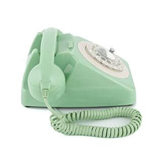 GPO 746 Rotary 1970s-style Retro Landline Phone - Curly Cord, Authentic Bell Ring