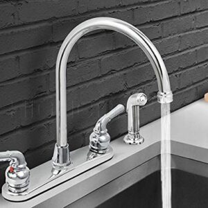 Highcraft 393II Kitchen Faucet, High Arc Swivel Spout, Chrome Plated Finish, Lead-Free Construction, Pull Out Side Spray Hose, 2 Operate Metal Handle 1.5 GPM Flow Rate Easy to Use