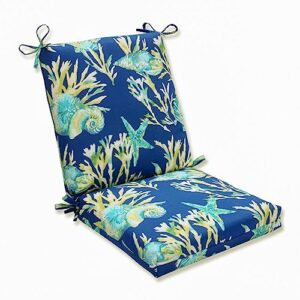 pillow perfect - 592886 outdoor/indoor daytrip pacific square corner seat cushions, 36.5" x 18", blue