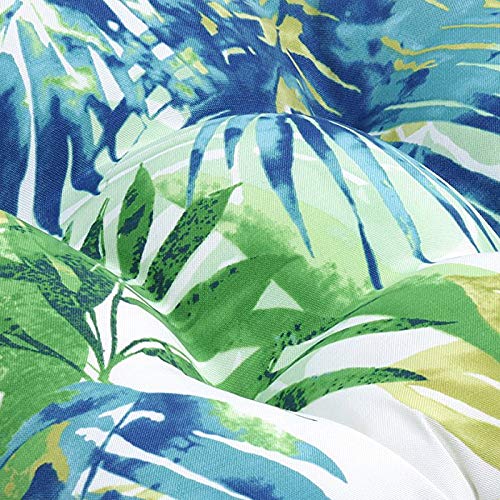 Pillow Perfect Tropic Floral Indoor/Outdoor Chair Seat Cushion, Tufted, Weather, and Fade Resistant, 19" x 19", Blue/Green Soleil, 2 Count