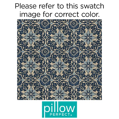 Pillow Perfect - 586670 Outdoor/Indoor Woodblock Prism Lumbar Pillows, 11.5" x 18.5", Blue, 2 Pack