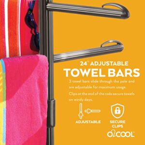 O2COOL Pool & Spa Valet™, Adjustable Pool & Patio Towel Holder, Towel Holder, Towel Bar, Poolside Table, Poolside Towel Holder, Weighted Base Outdoor Towel Holder, O2COOL, Pool Valet, Bronze