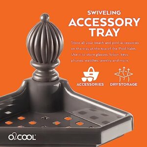 O2COOL Pool & Spa Valet™, Adjustable Pool & Patio Towel Holder, Towel Holder, Towel Bar, Poolside Table, Poolside Towel Holder, Weighted Base Outdoor Towel Holder, O2COOL, Pool Valet, Bronze