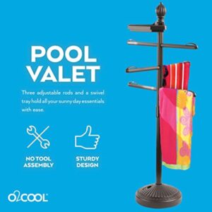 O2COOL Pool & Spa Valet™, Adjustable Pool & Patio Towel Holder, Towel Holder, Towel Bar, Poolside Table, Poolside Towel Holder, Weighted Base Outdoor Towel Holder, O2COOL, Pool Valet, Bronze