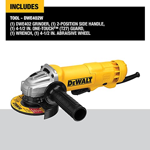 DEWALT Angle Grinder, 4-1/2-Inch, 11-Amp, 11,000 RPM, With Dust Ejection System, Corded (DWE402W)