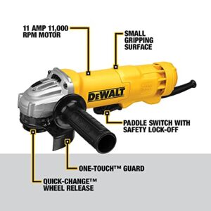 DEWALT Angle Grinder, 4-1/2-Inch, 11-Amp, 11,000 RPM, With Dust Ejection System, Corded (DWE402W)