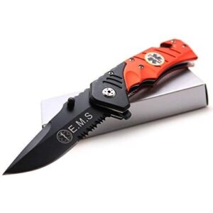 snake eye tactical rescue style assisted opening knife with clip outdoors camping hunting fishing (ems)