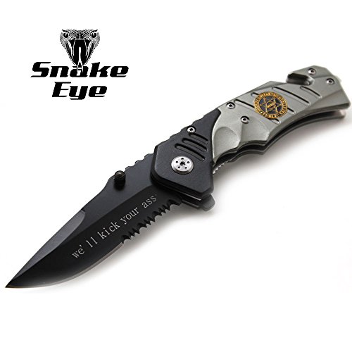 Snake Eye Tactical Two Tone Rescue Style Assisted Open Folding Pocket Knife Outdoors Hunting Camping Fishing (SH)